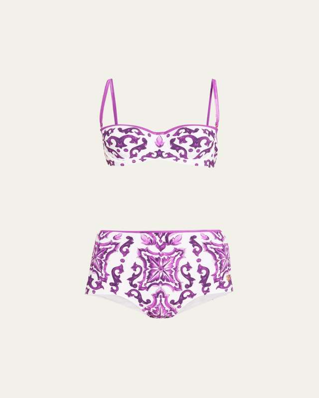 Majolica-Print Balconette Two-Piece Swimsuit